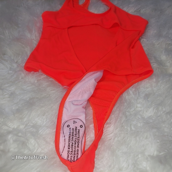 Sweet Orange One-Piece Asymmetrical Cutout Swimsuit - NWOT - Picture 3 of 9